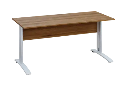 EPK 17 - 16 stůl kancelářský, kovová podnož bílá, deska 18 mm, široký 1600, ořech světlý